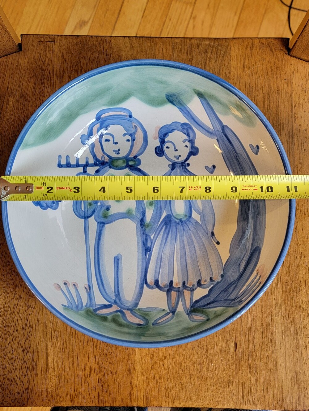 Mary A. Hadley Pottery Vintage Large 11” Serving Bowl Country Farmer And Wife - Picture 5 of 6